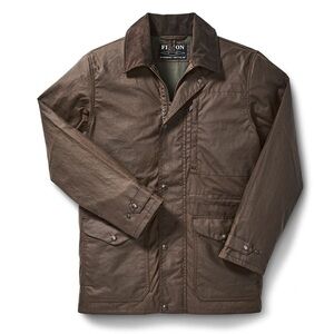 Filson mile marker coat, wax jacket, WITH HOOD dark earth brown size small